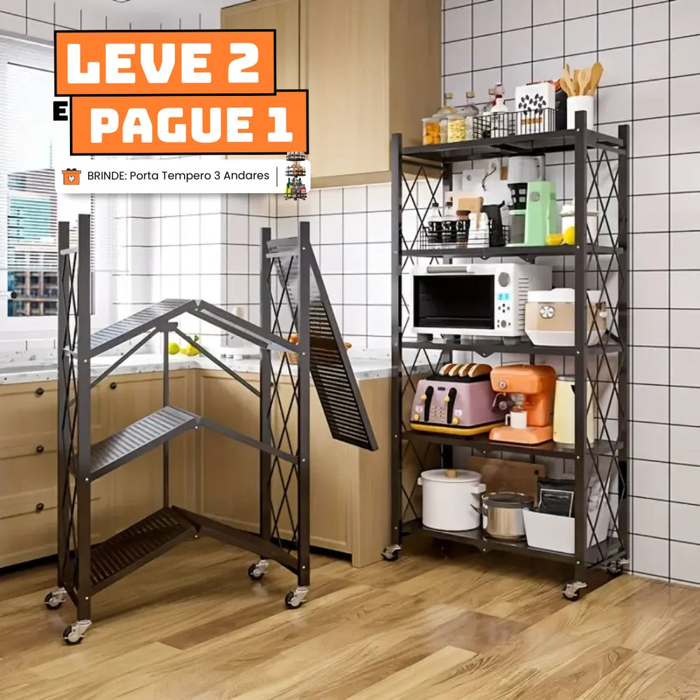 [Leve 2 Pague 1] Prateleira Dobrável Multiuso 5 em 1 + BRINDE: Porta Tempero Giratório