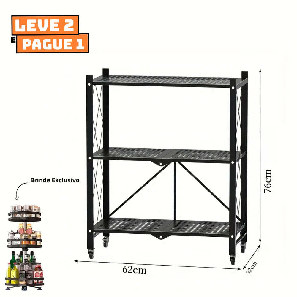 [Leve 2 Pague 1] Prateleira Dobrável Multiuso 5 em 1 + BRINDE: Porta Tempero Giratório