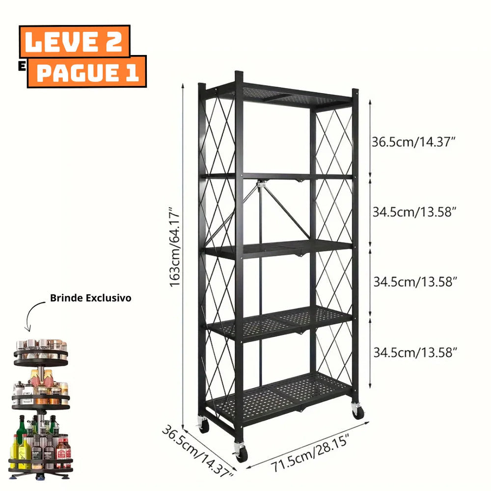[Leve 2 Pague 1] Prateleira Dobrável Multiuso 5 em 1 + BRINDE: Porta Tempero Giratório