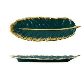 Bandeja Europeia de Folha em Cerâmica – Elegância e Sofisticação para Sua Mesa