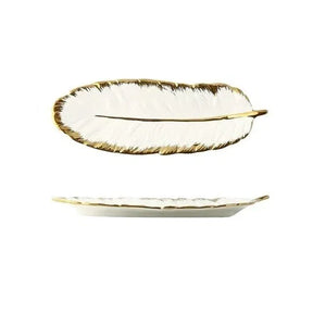 Bandeja Europeia de Folha em Cerâmica – Elegância e Sofisticação para Sua Mesa