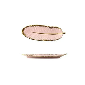 Bandeja Europeia de Folha em Cerâmica – Elegância e Sofisticação para Sua Mesa