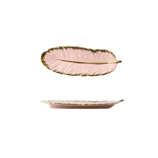 Bandeja Europeia de Folha em Cerâmica – Elegância e Sofisticação para Sua Mesa