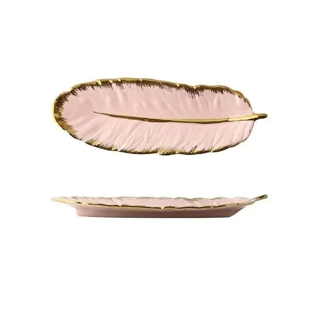Bandeja Europeia de Folha em Cerâmica – Elegância e Sofisticação para Sua Mesa