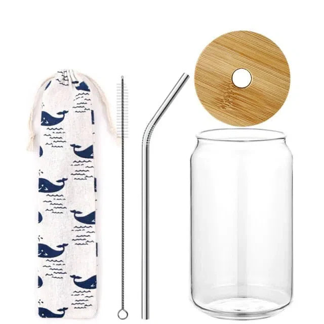 Copo Minimalista com Tampa de Bambu – 320ml/480ml de Elegância e Funcionalidade