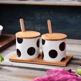 Porta Tempero Nórdico de Cerâmica e Bambu – Estilo e Funcionalidade para Sua Cozinha