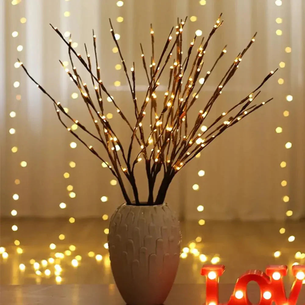 Ramos de Salgueiro com LED – Iluminação Natural e Sofisticada